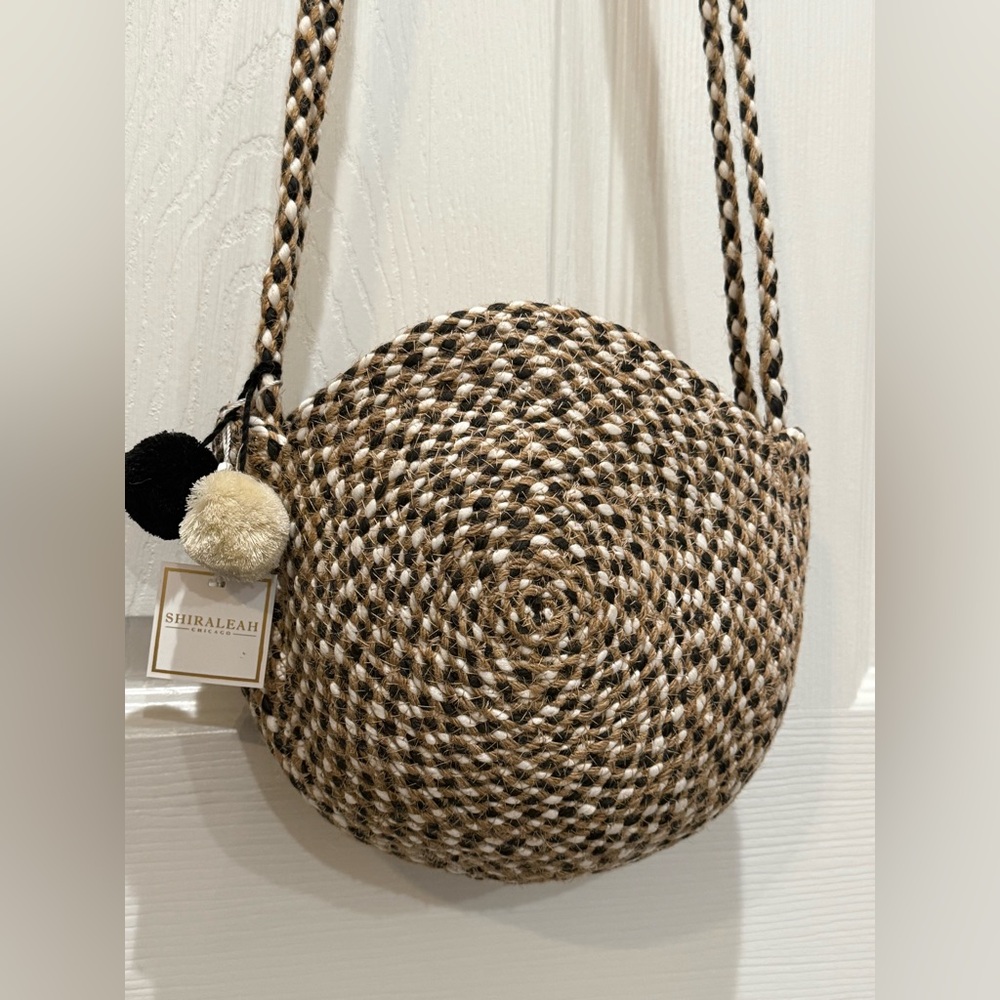 Shiraleah Estrella Brown and Black Woven Crossbody Bag